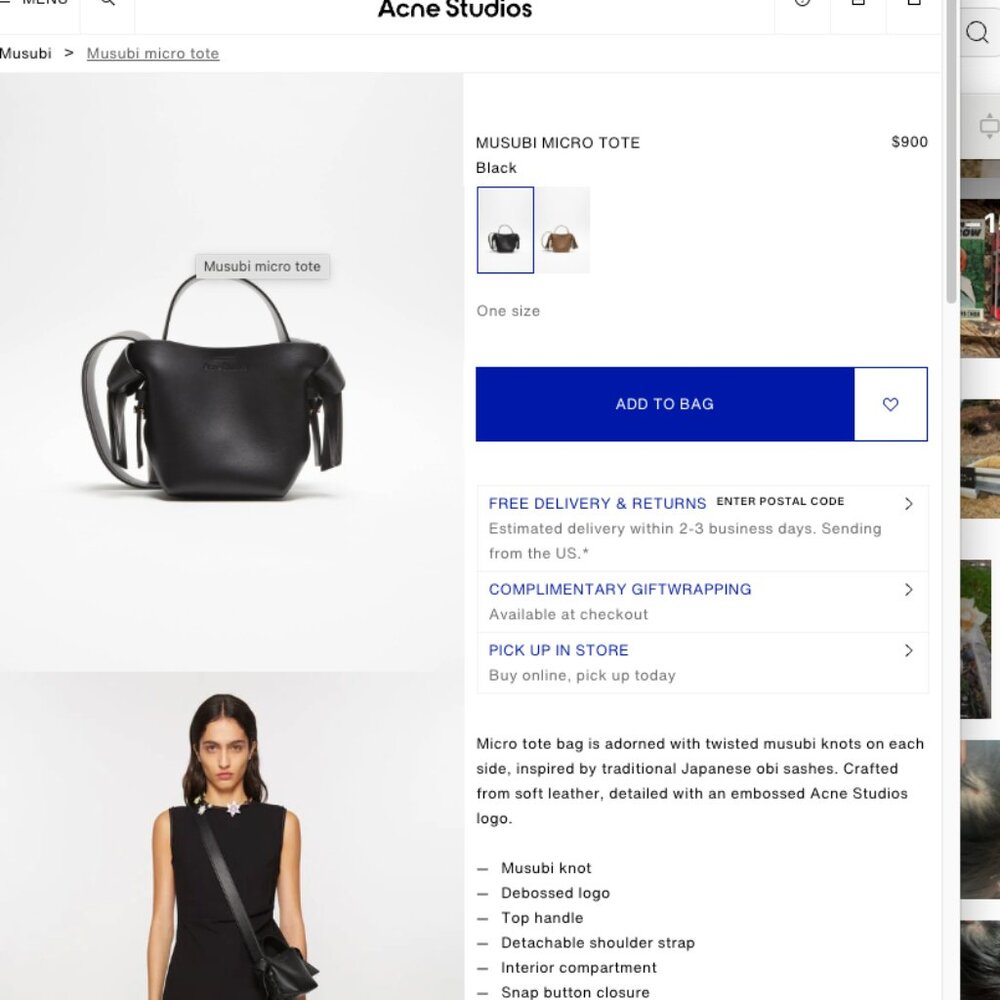 NEW Acne Studios Micro Musubi Bag